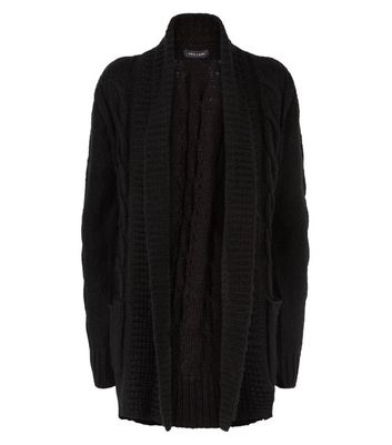 Black Cable Knit Cardigan New Look