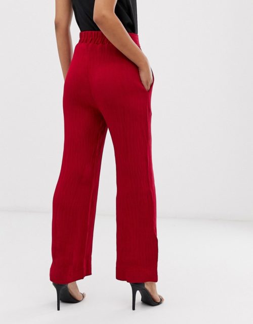 Closet wide leg trousers with side splits-Red