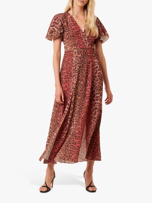 French Connection Annalia Leopard Print Tea Dress, Casablanca/Rhubarb