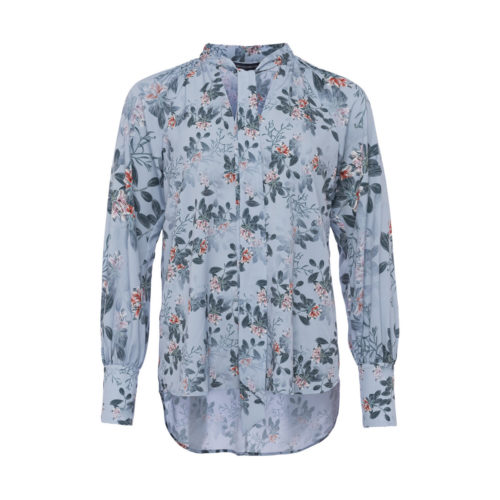 French Connection Long Sleeve Printed Blouse in Blue