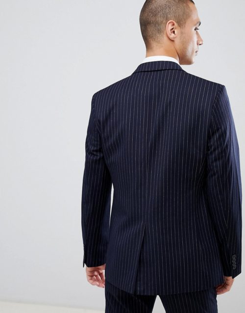 French Connection Slim Pinstripe Suit Jacket-Navy