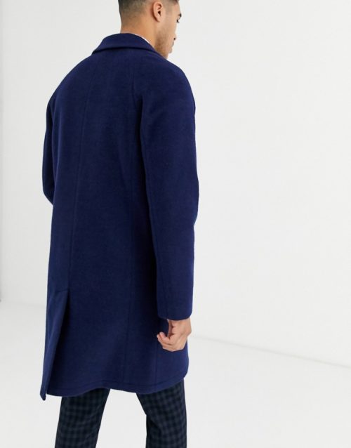 Harry Brown premium wool blend cocoon coat-Blue