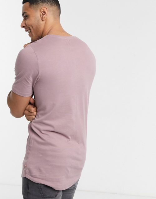 Jack & Jones essentials longline t-shirt-Purple