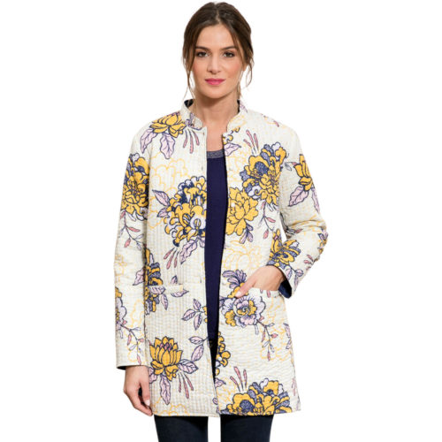 La Fiancé Du Mékong Mid-length reversible quilted and stitched coat women's Coat in White