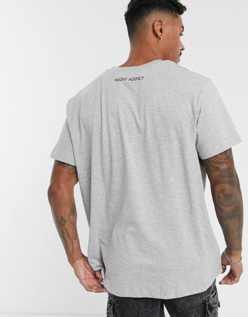 Night Addict oversized limited chest print t-shirt-Grey