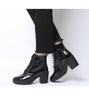 Office Absolutely- Lace Up Cleated Boot BLACK BOX
