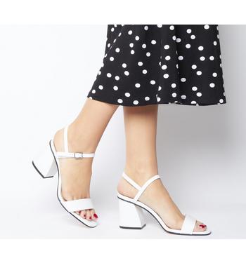 Office Moore Flared Heel Sandal WHITE LEATHER