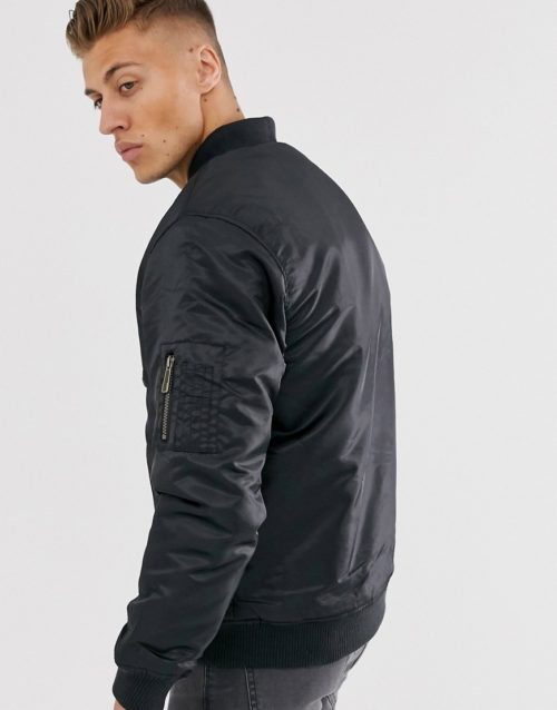 Soul Star bomber MA1 jacket in black