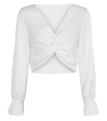Urban Bliss White Twist Front Crop Top New Look