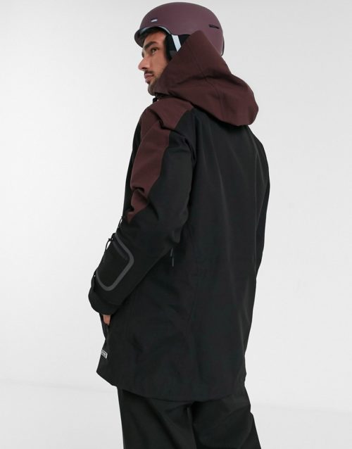ASOS 4505 ski hooded jacket with contrast panel-Black