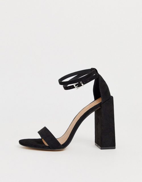 ASOS DESIGN Highlight barely there block heeled sandals in black