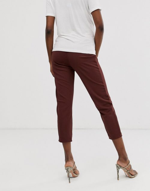 ASOS DESIGN Maternity under the bump pull on tapered trousers in jersey crepe-Brown
