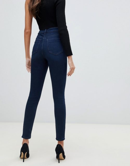 ASOS DESIGN Ridley high waisted skinny jeans in dark london blue wash