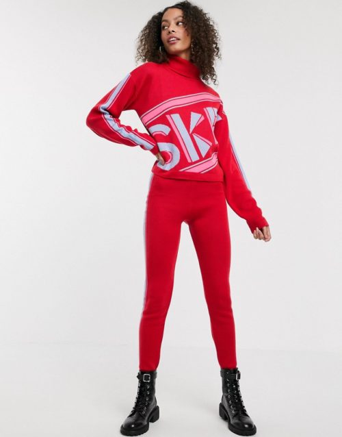 ASOS DESIGN co-ord ski stripe knitted leggings-Multi