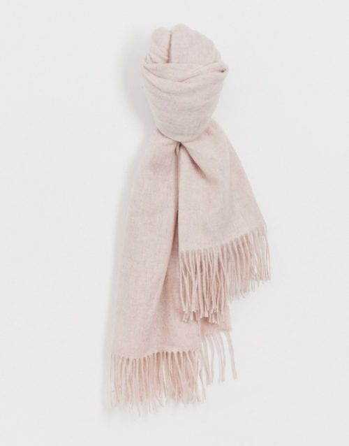 ASOS DESIGN oversized wool scarf with tassels in pink