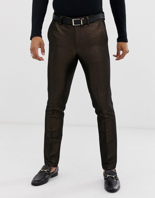 ASOS DESIGN skinny suit trousers in metallic-Black