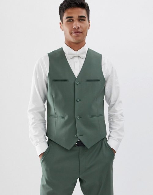 ASOS DESIGN slim suit waistcoat in sage green