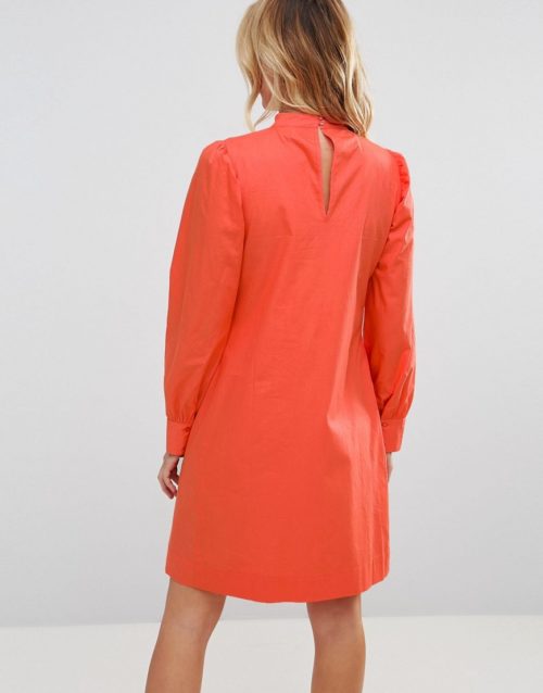 ASOS Maternity PETITE Tie Waist mini dress with Lattice Front-Orange
