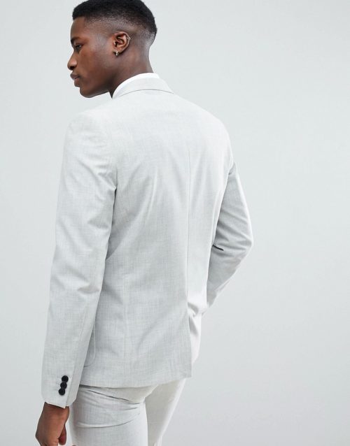 Farah skinny wedding suit jacket in cross hatch-Grey