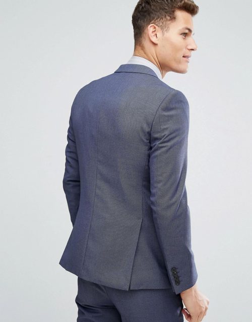 French Connection Skinny Wedding Suit Jacket in Birdseye-Navy