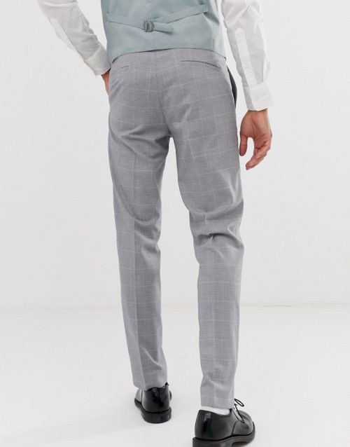 Harry Brown skinny fit light grey stretch check suit trousers
