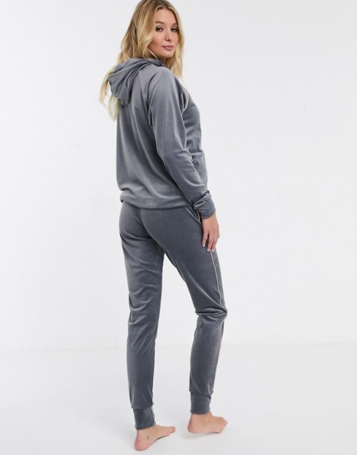 Hunkemoller Exclusive Maternity velour hoodie and joggers lounge set in grey