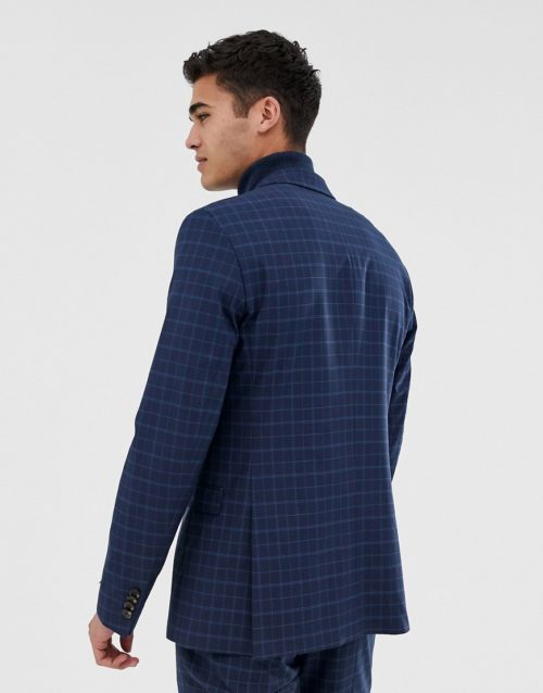 Jack & Jones Premium skinny suit jacket in blue check