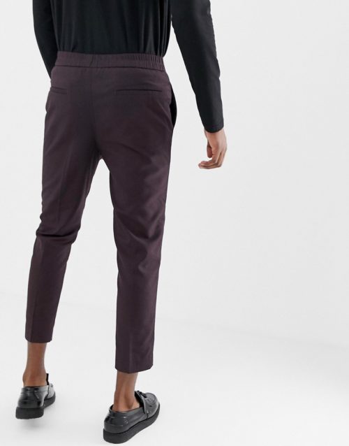 New Look smart trousers with pipping detail in burgundy-Red