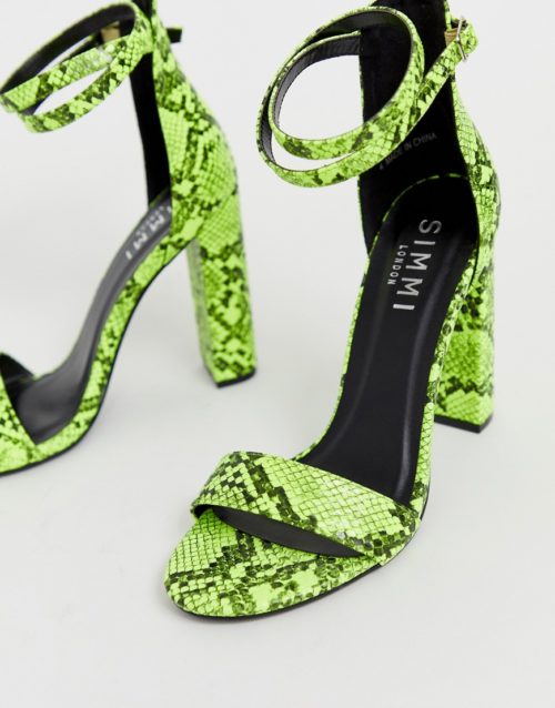 Simmi London Heidi acid bright green block heeled sandals