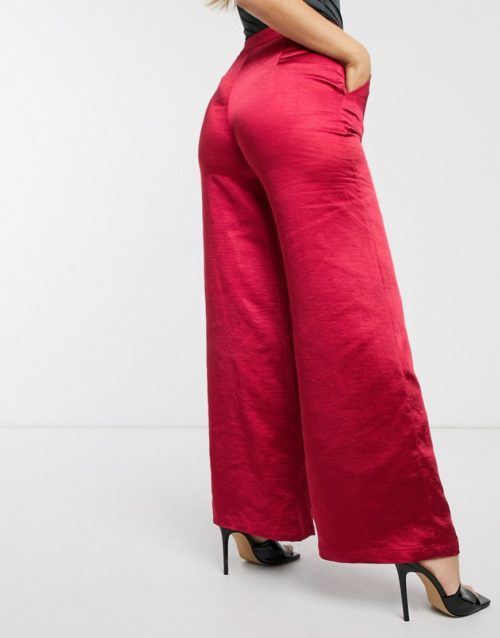 Unique 21 wide leg trousers in red satin