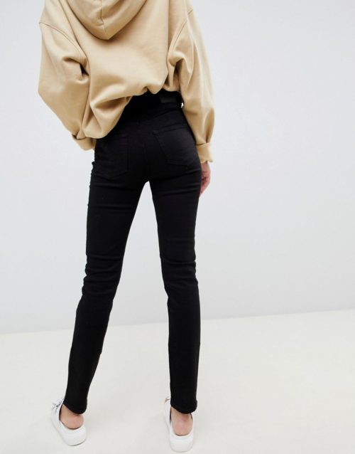 Weekday Way organic cotton High waist slim leg jeans in black