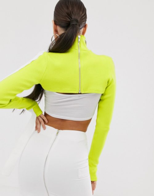 Wesley Harriott cropped top with high neck and zip-Yellow