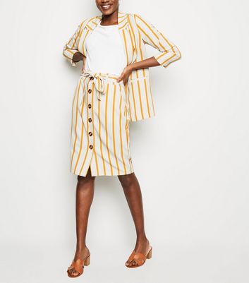 White Stripe High Waist Pencil Skirt New Look