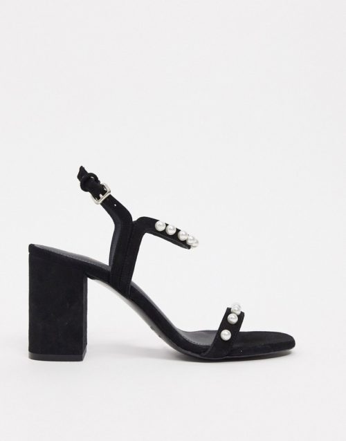 & Other Stories pearl detail heeled sandals in black