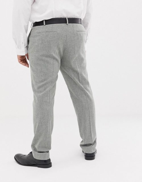 ASOS DESIGN Plus wedding skinny suit trousers in grey cross hatch-Beige