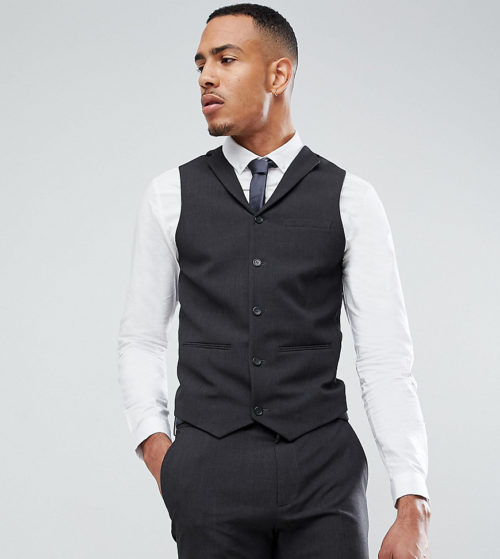 ASOS DESIGN Tall super skinny fit suit waistcoat in charcoal-Grey