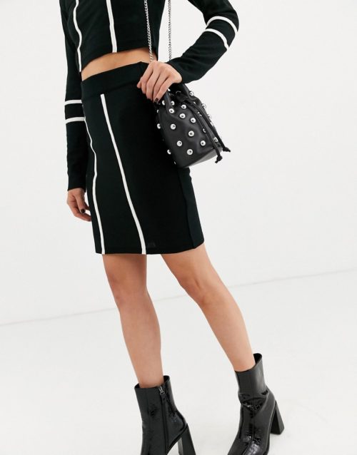 ASOS DESIGN co-ord knit mini skirt with tipping detail-Multi
