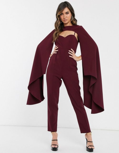 ASOS DESIGN jumpsuit with cape sleeve-Multi