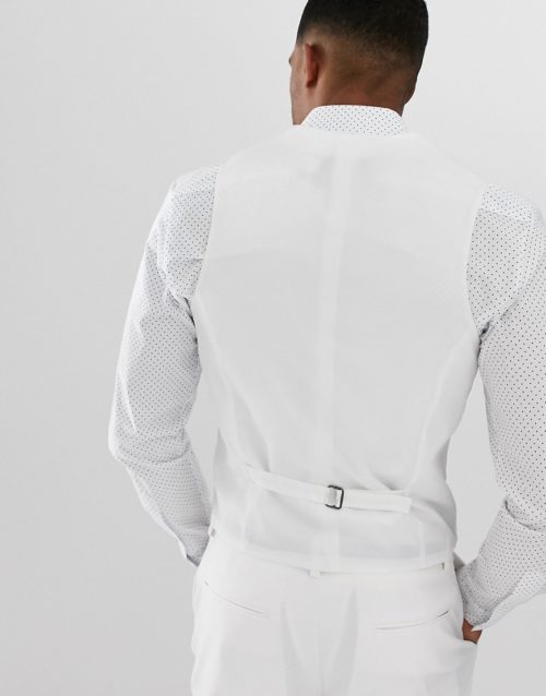 ASOS DESIGN wedding super skinny suit waistcoat in white