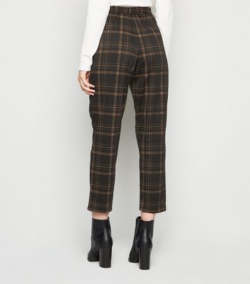 Black Check Trousers New Look
