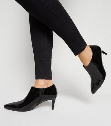 Black Patent Pointed Shoe Boots New Look Vegan
