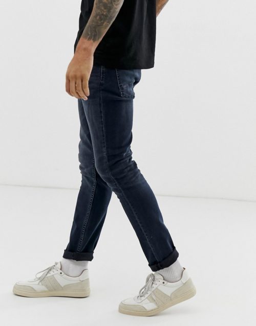 Burton Menswear skinny jeans in vintage dark wash-Blue