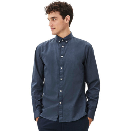 Celio Slim American collar 100% cotton shirt men's Long sleeved Shirt in Blue