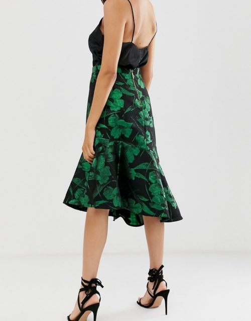 Closet asymmetric hem skirt-Green