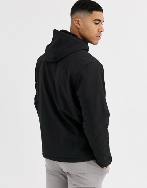 Free Country hooded jacket with sherpa lining-Black