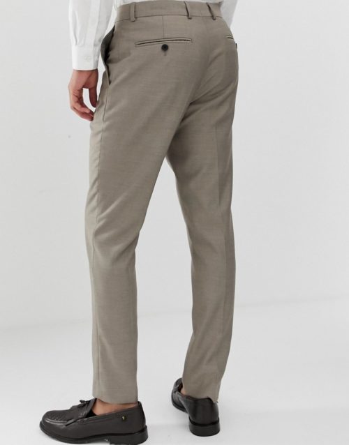 French Connection slim fit plain suit trousers-Brown