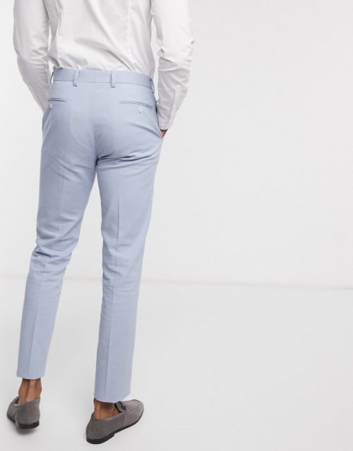 Gianni Feraud Wedding Tall linen slim fit suit trousers-Blue