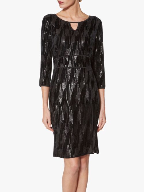 Gina Bacconi Mariam Sequin Velvet Dress, Black