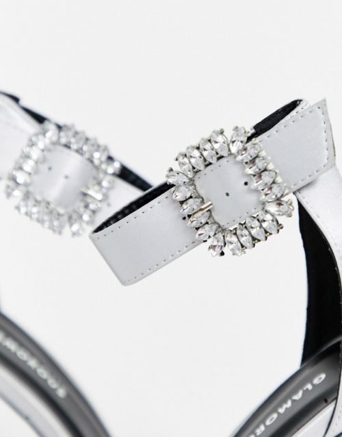 Glamorous heels with diamante buckle-Grey