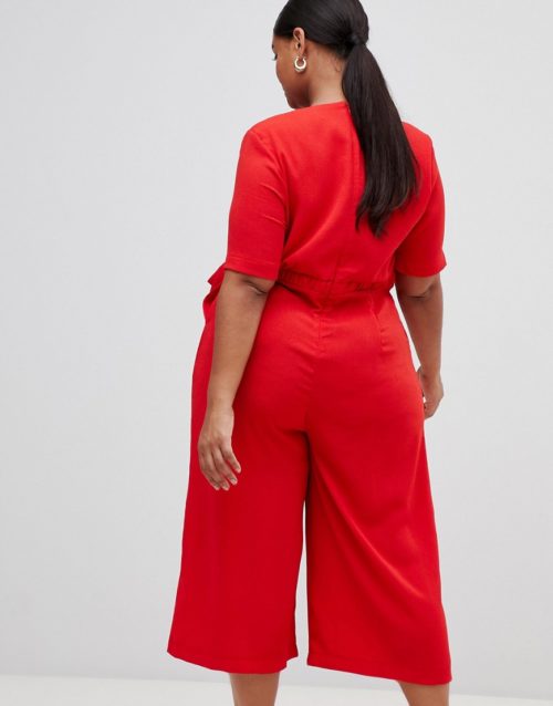 Lovedrobe bow detail jumpsuit-Red